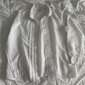 Bedford Fair White Pleated Button-Up Blouse Women’s Long Sleeve | Size Unknown